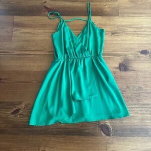 Green Sleeveless Wrap Dress